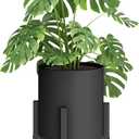 10 inch Black Cylinder Plant Pots with Heavy Duty Stand,Durable Planters for Flowers,Large Plant Pot for Indoor and Outdoor, Decorative Modern Flower Pots with Drainage Hole (10 inch (with stand))