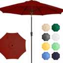 Ayge 9FT Large Outdoor Patio Umbrella Market Table Umbrella-UV Resistant, Easy Push Button Tilt and Crank, 8 Sturdy Fiberglass Ribs Heavy-Duty Pool Umbrella for Deck, Backyard,Garden,Red