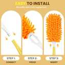 SetSail Dusters for Cleaning Compatible with Swiffer Small Microfiber Duster Refills 4pcs Reusable Duster Refill with 1 Handle Washable Duster Cleaner Kit for Furniture, Car Interior, Blind (Orange)