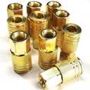 1/4-Inch Brass Female Industrial Couplers, 10 Pcs 1/4 Inch Air Hose Fittings Quick Connect for Air Hose Accessories - NPT Internal Couplers for Professional Job Sites Automotive Shops