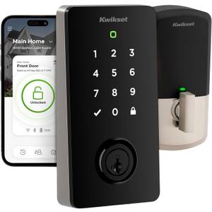 Kwikset Halo Select Smart Lock Keyless Entry Door Lock Wi-Fi and Matter Enabled Deadbolt No Hub Needed, Geofence Auto-Unlock, Grade AAA Certified, Easy Install, Satin Nickel, Contemporary