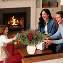 12 Pack Artificial Norfolk Pine Branches 17.7" Christmas Artificial Pine Stems with Red Berry Stems Fake Pine Needles Picks for Vase DIY Crafts Garland Wreath Xmas Indoor Home Decor