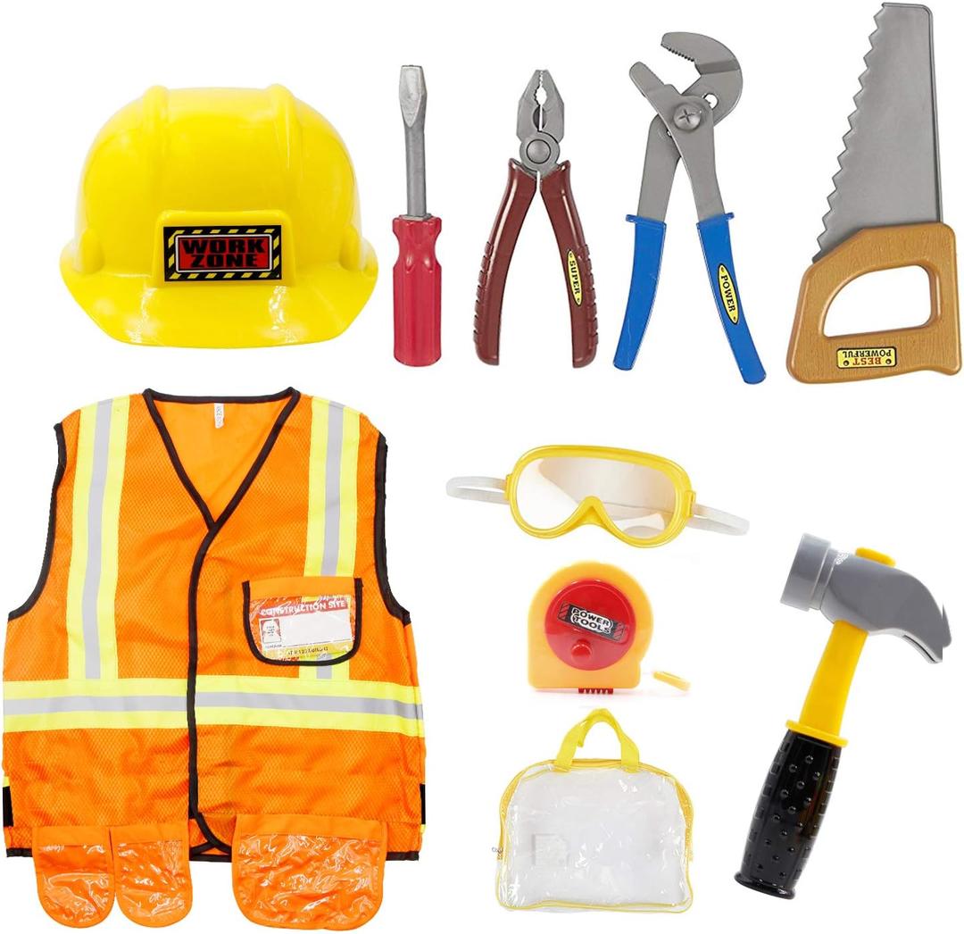 Construction Worker Costume Kids Dress Up Role Play Pretend Worker Costume Kits for Halloween
