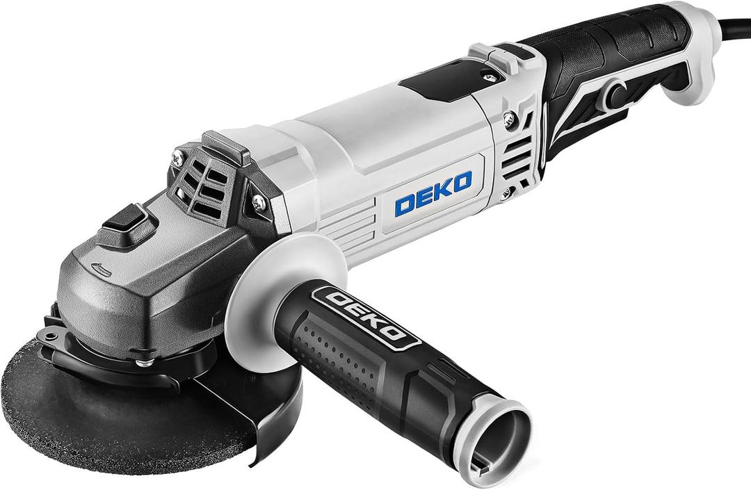 Angle Grinder Electric Power Tool: DEKOPRO 4-1/2 Inch 7.5-Amp Hand Corded Angle Grinder Power Grinders Tools with Grinding and Cutting Wheel, Disc for Metal, Wood, Hard Case (White)