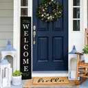 Welcome Wooden Porch Sign 47" Front Door Rustic Standing Large Welcome Porch Sign for Home Front Door Yard Season Party Decor (Black)