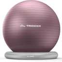 Trideer Exercise Ball for Office Desk, Yoga Ball Chair to Relieve Back Pain, Stability & Fitness Ball Seat with Base, Home Gym Core Workout, Abs, Stretching & Therapy (L(23-26ines/58-65cm), Purple)