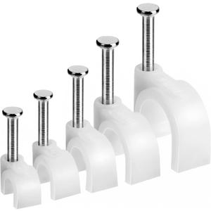 Bates Cable Clips with Steel Nails - White, 360 pcs, 4mm-10mm, Universal Cable Clips (360 pcs, 4 - 10mm)
