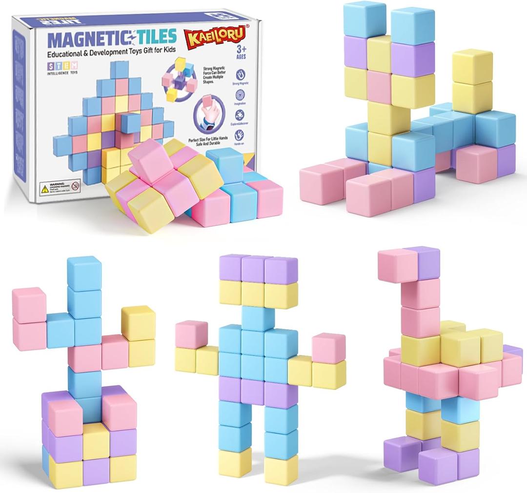 Magnetic Blocks for Toddlers Ages 3-5 Macaron 1.21 Inches Magnetic Building Blocks for Kids Ages 4-8 Gifts Montessori Magnet Cubes Sensory Toys for 3+ 4 5 6 7 Year Old Girls Boys Birthday Christmas