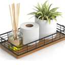 Toilet Paper Basket, 13 Inch Bathroom Basket Toilet Tank Tray Organizer Storage for Toiletries, Living Room and Kitchen (Walnut)