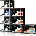 Amllas New 8 Pack Shoe Boxes Stackable, Large Shoe Storage Organizer with Lids,Drop Side Shoe Containers for Entryway,Sneaker Storage Fit up to US Size 13 for Men/Women(13’’x 10.6”x 8.3”)