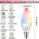 Vinaco E12 Smart LED Bulb 5W 600LM, 4 Pack E12 LED Light Bulbs Color Changing WiFi Bluetooth Work with Alexa & Google Assistant, Smart E 12 Candelabra Bulb 60 Watt E 12 Base, RGB Light Bulbs B11