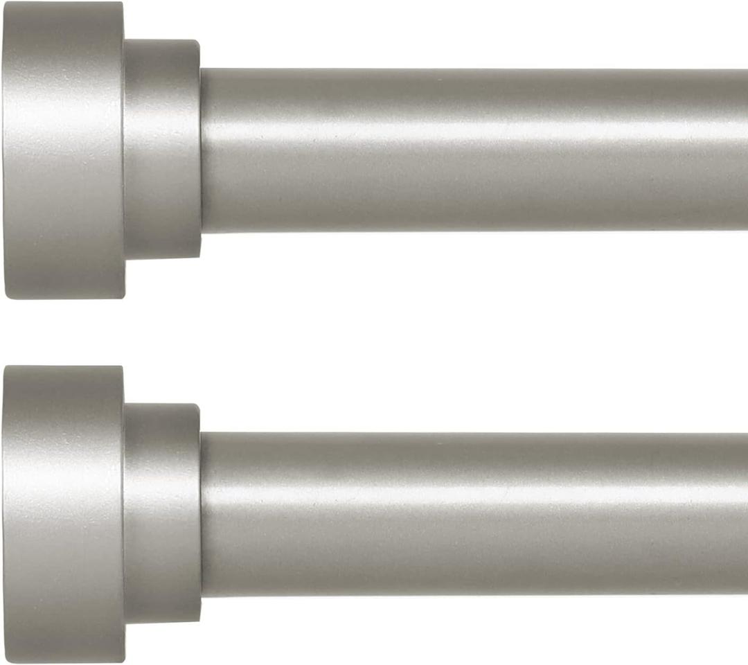HEI! DEAR 2 Pack Silver Curtain Rods for Windows 28 to 48 Inch(2.3-4ft),1 Inch Diameter Heavy Duty Curtain Rods, Adjustable Curtain Rod, Telescopic Drapery Rods, Window Curtains Rod 18-45", Antique Silver (18-45"& 2 pack, Antique Silver)