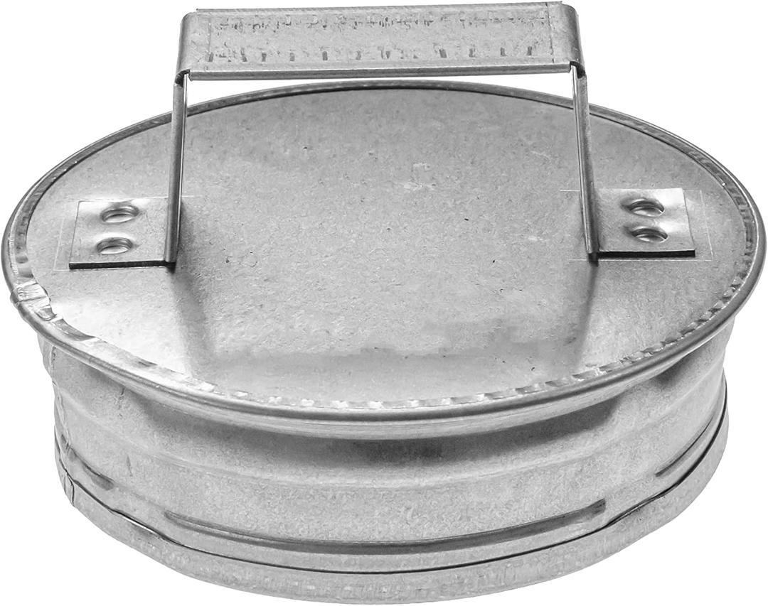 4" Metal Tee Cap with Handle - Round Vent Cover - Indoor and Outdoor Pipe Cover - Dryer Vent Cover - Dryer Duct End Cap - Metal End Cap - Round Metal Duct Cap (4 In, Galvanized Steel w/Handle)