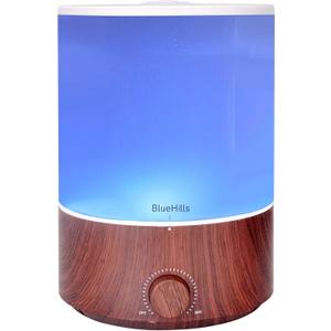 BlueHills Premium 4000 ml XL Essential Oil Diffuser 4L 4 Liter 70 Hour Run Humidifier Aromatherapy 1 Gallon Big Capacity High Mist Output for Extra Large Room Home Mood Lights Dark Wood Grain E402