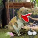 MorisMos Dinosaur Stuffed Animals Set,23.6'' Big Stuffed Dinosaur Mommy + 3 Baby Dino Toys+3 Plush Dino Eggs, Boy Girl T-Rex Toys for Kid Birthday Gift,Realistic T-rex, CPC Certified,Machine Washable