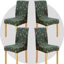 Stretch Chair Covers Slipcovers Set of 4 Printed Stretchable Dining Chair Slipcover Washable Removable for Kitchen,Hotel,Restaurant (Dark Green Shoots)