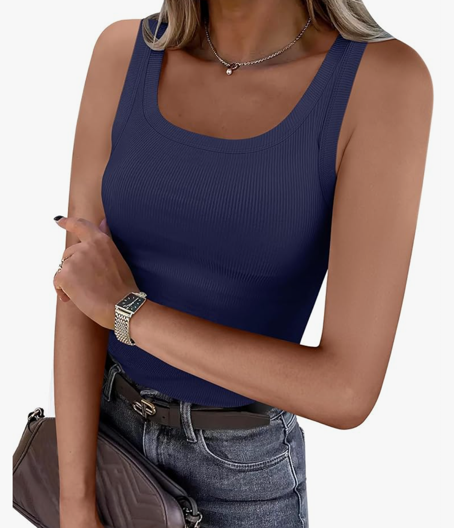 ANRABESS Womens Sleeveless Scoop Neck Tank Top Ribbed Fitted Summer Basic Slim Cute Tops 2025 XXL