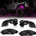 Front and Rear Inner Fender Liners Kit with LED Neon Light for 2007-2018 Jeep Wrangler JK JKU 2/4 Doors Five Star Logo