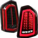 HECASA Full LED Tail Lights Compatible with 2011-2014 Chrysler 300 LED Tube Bar Rear Brake Turn Signal Running Light Taillights Clear Lens Black Housing