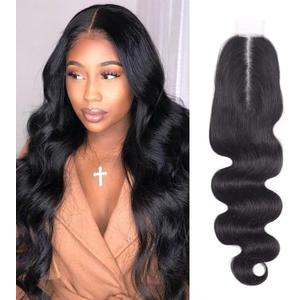 2 By 6 Lace Closure Human Hair Closure HD Transparent Body Wave 2x6 Lace Closure Middle Part Human Hair Kim K Closure With Baby Hair (18 inch, 2x6 Closure), 1 Piece