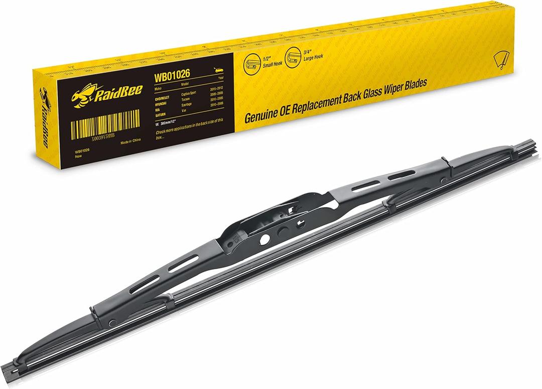 Rear Wiper Blade 12 inch, for Honda CR-V 2006-1997,Hyundai Tucson 2009-2005 Kia Sportage 10-05/Saturn Vue 10-08 Rear Windshield Wiper for Automotive Replacement Windshield Wiper Blades(12-1)