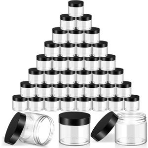 SATINIOR 36 Pieces 1 oz Plastic Jars with Lids Wide Mouth Airtight Reusable Container Acrylic Cosmetic Small Jars for Lotions Ointments Travel Toiletries Creams Make up Storage(Black)