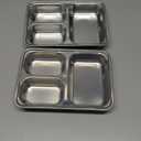 Set of 2 Stainless Steel Divided Plates Tray 3 Sections Diet Food Control Dinner Plate for Adults - Unbreakable Metal Plate for Campers Portion Control Reusable Plate (9.45 x 6.69 Inch (3 Sections))