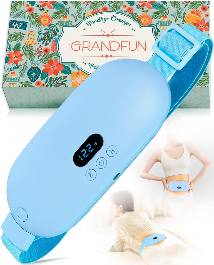 Stocking Stuffers for Women Portable Heating Pad for Period Cramps Cordless Electric Menstrual Heating Pad for Cramp Relief Travel Idea Christmas Gifts for Women Her Mom Teens Girls Mother (Blue)