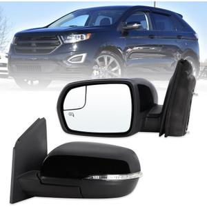 Left Driver Side Mirror Compatible With 2015-2024 Ford Edge With Manual Folding Power Glass Heated Turn Signal Puddle Light Mirror Memory Black Replace#JT4Z-17683-DB(11Pins)