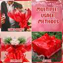 ForraFun 50 Set Valentine Plant Pot Covers Floral Cellophane Wrap Paper Sheets with 15 Bow Decorative Plant Sleeve for Home Flower Pot DIY Decor (Red)