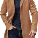 PASLTER Mens Trench Coat Slim Fit Notched Collar Fall Winter Single Breasted Pea Coat Warm Soft Overcoat (Orange), Size: Large