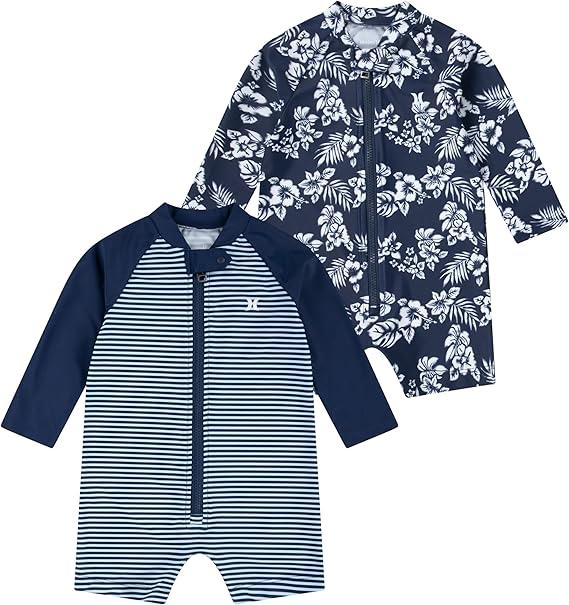 Hurley Unisex Baby 2-Pack Long Sleeve Rash Guard Coverall 9M