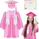 Kindergarten graduation cap and gown with 2026 Tassel, Certificate for Toddler Children (27"-33") (Pink, S)