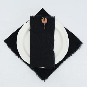 Cheesecloth Gauze Napkin 20PCS 42 * 42cm Cotton Napkin Gauze Napkin Cheesecloth Napkin Black Napkins with Fringe for Wedding(Black)