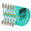 Fiber Patch Cable, 10G Gigabit Fiber Optic Cables with LC to LC Multimode OM3 Duplex 50/125 OFNP (5M, OM3-5Pack) (Aqua LSZH)