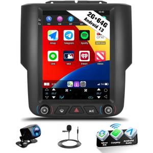 SIXWIN Android Car Stereo for Dodge Ram 2013-2018 2G+64G 9.7 Inch Touch Screen Car Radio with Wireless Carplay Android Auto GPS Navigation Bluetooth FM WiFi HiFi MIC