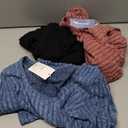 3 Pack Women's Long Sleeve Tops, Scoop Neck Ribbed Knit Shirt Slim Fit Pullover Sweater Casual Basic Thermal Shirt (Large, Black, Navy Blue, Burgundy)