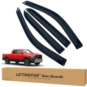 Window Visors Rain Guards for Dodge Ram 1500 Crew Cab 2009 2010 2011 2012 2013 2014 2015 2016 2017 2018 Accessories, Wind Deflectors Vent Shades for Dodge Ram 1500 Crew Cab