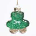 DN DECONATION St Patricks Day Decorations Shamrock Ornaments for Tree Mini Clover Lucky Irish Green Hanging Bauble for St Patricks Day, Glitter Glass Hanging Ornaments Ball for Irish Christmas Decor (Green & White - 6pcs)