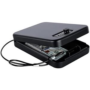 Dalmbox Gun Safe for Pistols Small Handgun Lock Box with Combination Lock Portable Travel Pistol Safe for Car, Home, Travel
