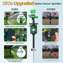 2 Packs Motion Activated Deer Repellent with Water Sprinkler, Solar Powered Cat Repellent Outdoor, IP65 Waterproof Deer Repellent Devices with Flashing Light, Deter Dogs Skunks Raccoons from Garden