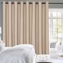 Hiasan Room Divider Blackout Curtains,Extra Wide 120 x 96 Inches Long Energy Smart&Noise Reducing Grommet Thermal Insulated Curtain Drapes for Patio Door,1 Panel Sewn with Tiebacks,Biscotti Beige