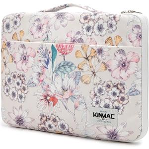Kinmac 360 Degree Protective Laptop Sleeve Case Bag with Handle for MacBook Air 15 inch and 15 inch-15.6 inch HP Lenovo Dell ASUS Acer Laptop (KF-04) (Floral)