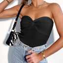 ANRABESS Tube Top for Women Summer Strapless Bandeau Knit Twist Knot Corset Crop Basic Tank Tops 2026 Vacation Beach Clothes (Black, XS)