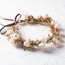 Golden Leaf Flower Crown - Fairy Floral Headpiece White Rose Flower Headband Renaissance Hair Accessories for Women Girls Wedding Vacation Party Festival