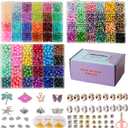 3000pcs 6mm Glass Beads DIY Craft Kit - Beads Bracelet Kit, DIY Beads Jewelry Kit, 72 Color Box Vibrant Beaded Supplies for Jewelry Making, Necklace Bracelet Crafting, String Art & Home Decor