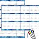24" x 36" 2026 Wall Calendar Dry Erase - Large Starry Sky Calendar Wet & Dry Erasable Laminated 12 Month Annual Yearly Planner, Reversible, Horizontal/Vertical, with Major Holidays Julian Dates