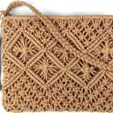 Boho Crossbody Handbag, Handwoven cotton rope Shoulder Bag, Summer Beach Clutches Bags for Women (Camel Color)