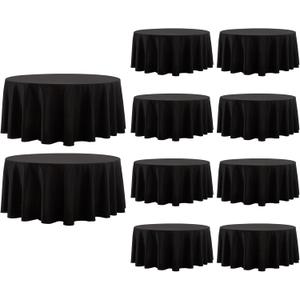 Round Tablecloth 120 Inch 10 Pack Black Tablecloths Washable Decorative Linen Polyester Table Clothes Cover for Dining Table Banquets Buffet Parties and Wedding
