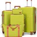 Cosbarn 5 Piece Luggage Sets with Spinner Wheels, Hardshell ABS Suitcase Set with Tsa Lock, Lightweight Hardside Waterproof Travel Suitcases for Men Women, OliveDrab (20"/24"/28")